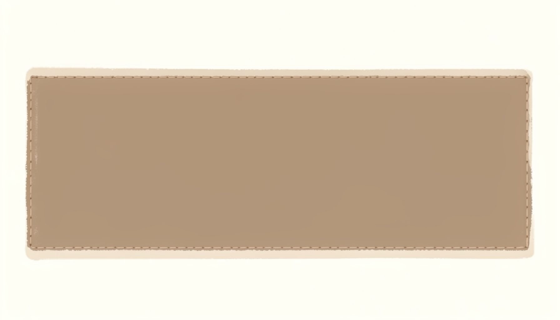 A matte gouache painting of a horizontal banner in warm taupe and cream with subtle stitched-border detailing.